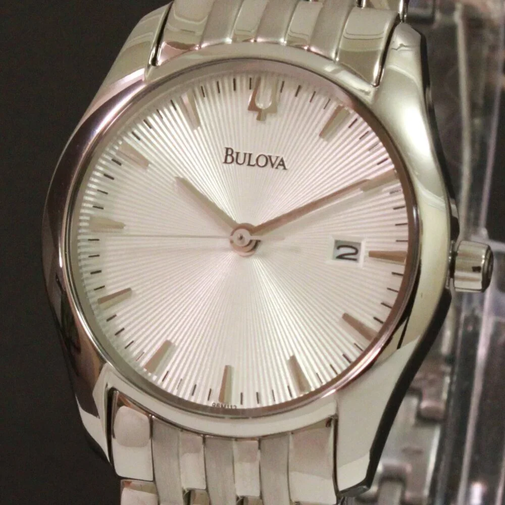 Bulova Ladies Classic Watch Silver Textured Dial Raised Indices Stainless 29mm - Picture 10 of 13
